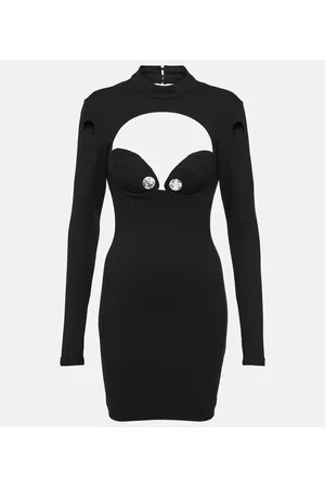 AREA Crystal-embellished cutout minidress