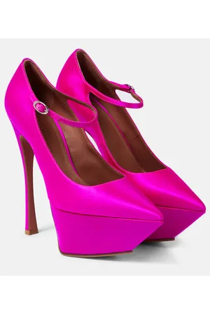 Amina Muaddi Yigit satin platform pumps