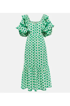 Diane von Furstenberg Oliver lace trimmed cotton midi dress