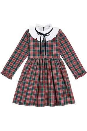 La Coqueta Flora tartan cotton-blend dress