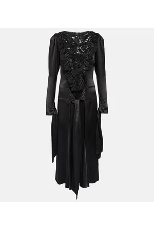 RODARTE Embellished silk-satin midi dress