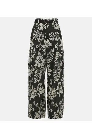 SACAI High-rise floral wide-leg pants