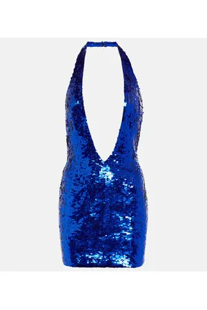 LAQUAN SMITH Embellished deep V-neck minidress