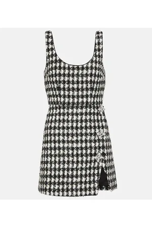 Self-Portrait Checked bouclÃ© minidress