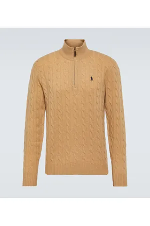 Ralph Lauren Cable-knit wool and cashmere half-zip sweater