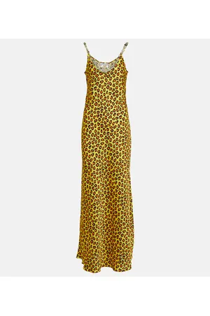 Paco rabanne Chain-detail leopard-print satin slip dress