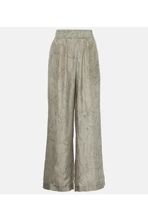 Brunello Cucinelli Floral silk wide-leg pants
