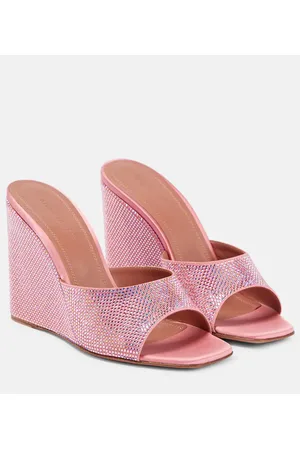 Amina Muaddi Lupita embellished satin wedge sandals