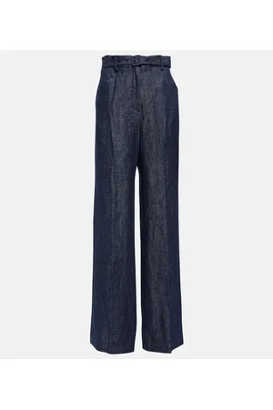 GABRIELA HEARST Belted high-rise wide-leg linen pants