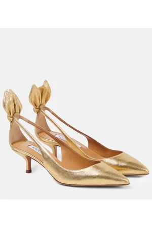 Aquazzura Bow Tie metallic leather pumps