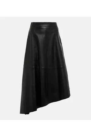 Ralph Lauren Asymmetric leather midi skirt