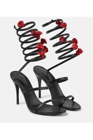 MAGDA BUTRYM Floral-appliquÃ© satin sandals