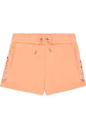 Chloé ChloÃ© Kids Embroidered cotton fleece shorts