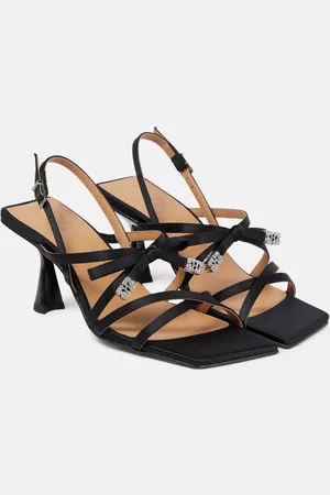 Ganni Bow-embellished satin sandals