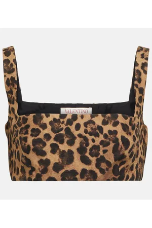 VALENTINO CrÃªpe Couture leopard-print crop top