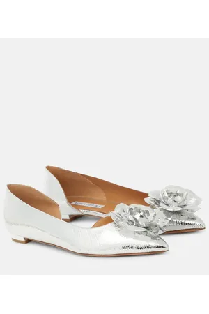 Aquazzura Paris Rose mirrored leather ballet flats
