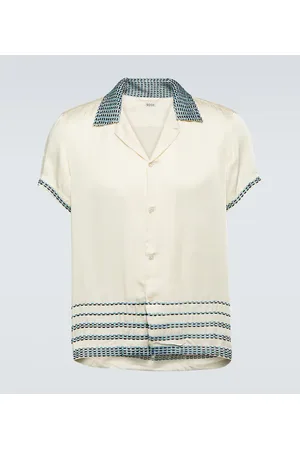 BODE Embroidered silk satin bowling shirt