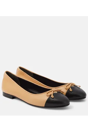Tory Burch Bow-detail leather ballet flats