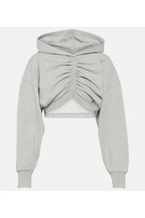 Palm Angels Cropped cotton jersey hoodie