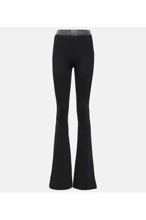 DAVID KOMA Crystal-embellished jersey flared pants