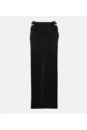 DION LEE Pocket Column mid-rise satin maxi skirt