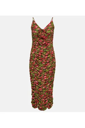 MAGDA BUTRYM Floral-appliquÃ© ruched jersey midi dress
