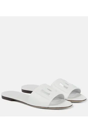 Dolce & Gabbana Logo cutout leather slides