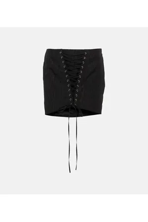 Alessandra Rich Lace-up cotton-blend miniskirt