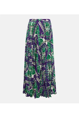 VALENTINO Printed high-rise silk midi skirt