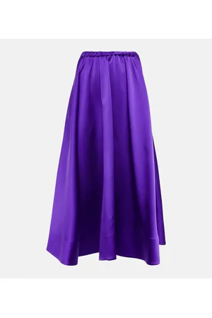 VALENTINO Pleated satin midi skirt