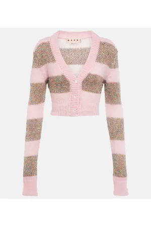 Marni Embellished striped cropped cardigan