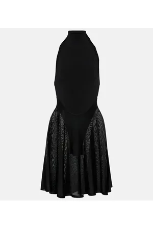 Alaïa AlaÃ¯a Jersey and mesh minidress