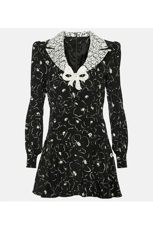 Alessandra Rich Floral silk and lace minidress