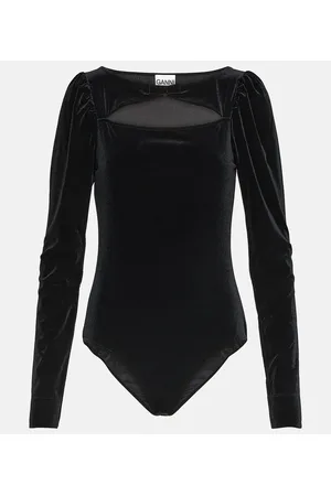 Ganni Cutout velvet jersey bodysuit