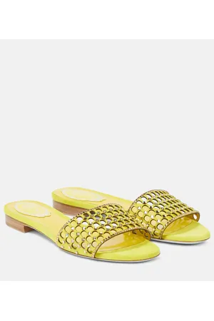 RENE CAOVILLA Crystal-embellished suede slides
