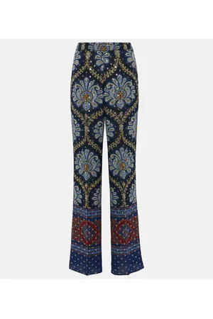 Etro Paisley silk-blend wide-leg pants