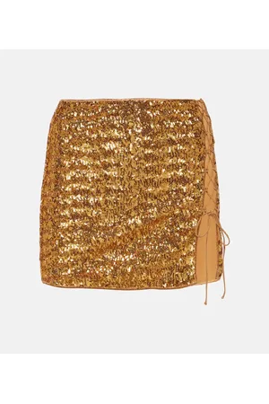 Oseree OsÃ©ree Feather-trimmed sequined miniskirt