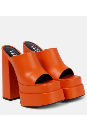 VERSACE Leather platform mules