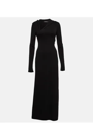 VERSACE Hooded cutout jersey maxi dress