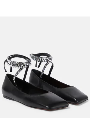 Amina Muaddi Ane embellished leather ballet flats