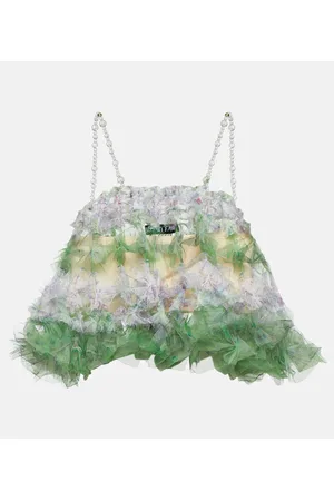 SUSAN FANG Embellished tulle crop top