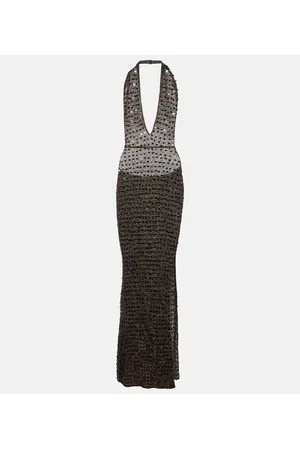 AYA MUSE Enodia sequined halterneck maxi dress