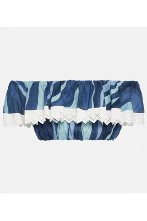 Puccini Marmo off-shoulder cotton crop top