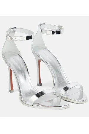 Amina Muaddi Kim metallic leather sandals
