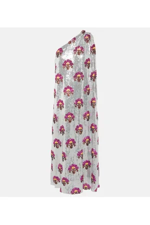 La DoubleJ Roy sequined one-shoulder midi dress