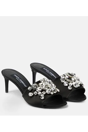 Dolce & Gabbana Crystal-embellished satin mules