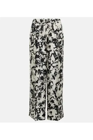 Max Mara Fiordo printed silk wide-leg pants