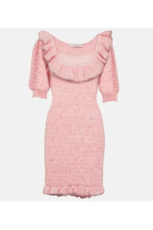 Alessandra Rich Embroidered mohair-blend minidress