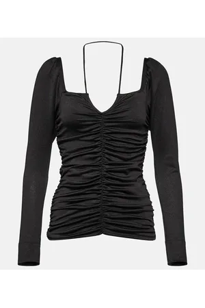 Ganni Ruched jersey top