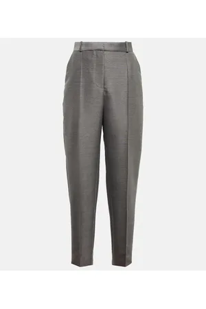 Totême Mid-rise straight cotton and wool-blend pants